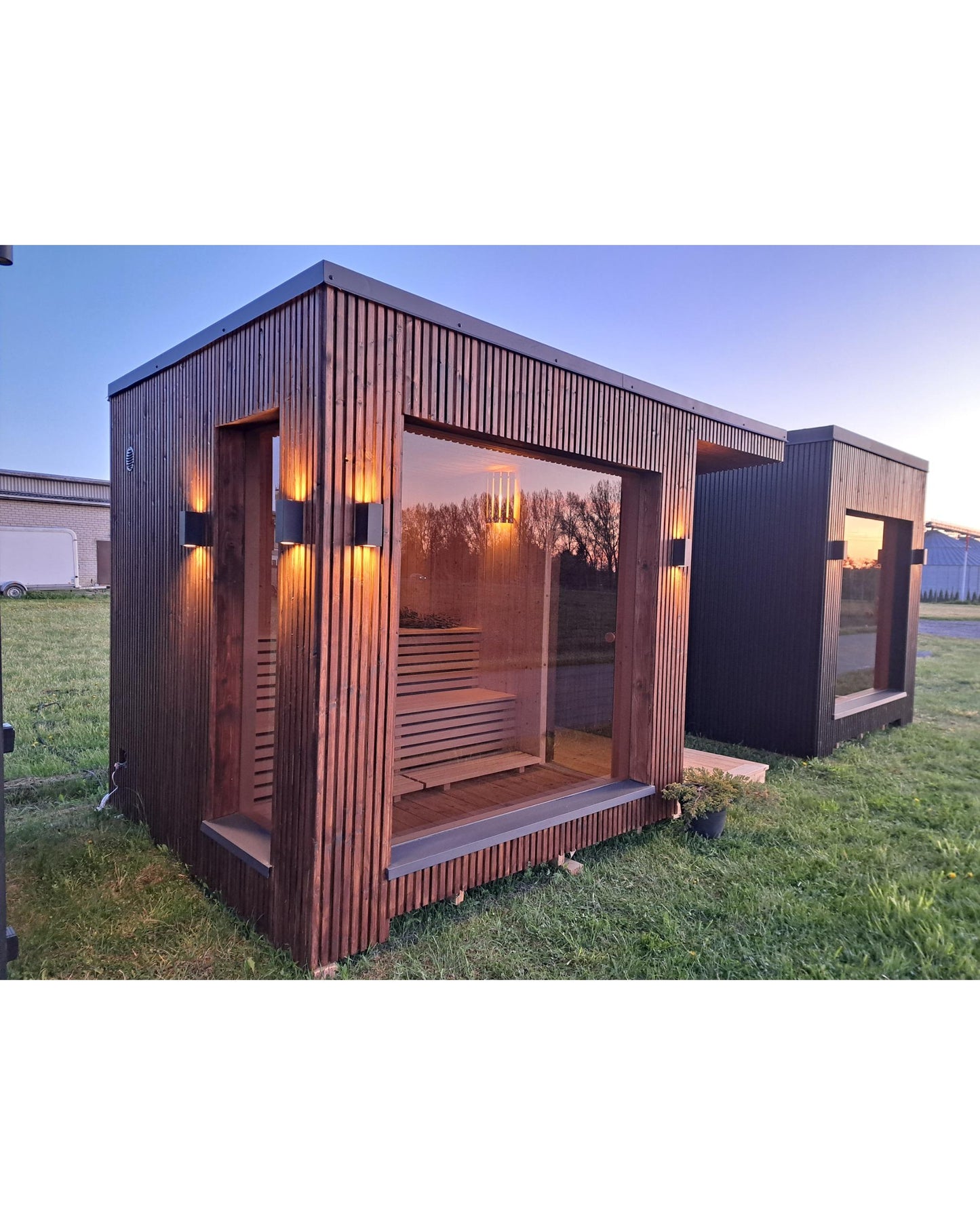 Sauna - Cube Contrast One – 2,4 x 3,5 m med terrasse (BV stål)